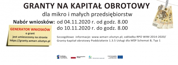 Nabór wniosków o granty na kapitał obrotowy dla mikro i małych przedsiębiorców